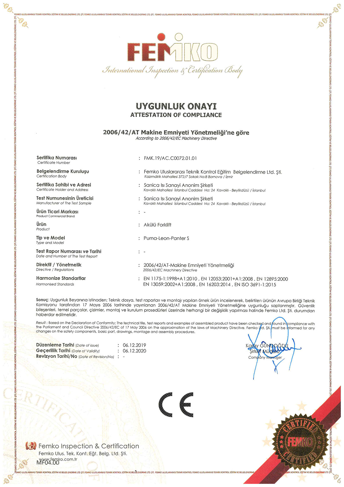 CE Certificate
